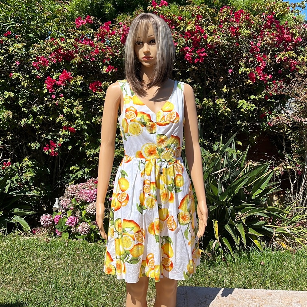 🍋🍋 Banana Republic, sleeveless lemon print dress